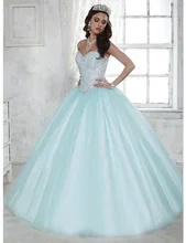 2017 neue Ankunft Ballkleid Brautkleider Sweetheart Perlen Sweep TrainTulle Formales Abendkleider Vestidos De 15 Anos