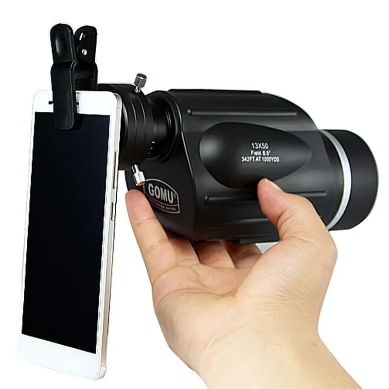 Hunting GOMU 13x50 Monocular Powerful Handheld Telescope Eyepiece Spotting Scope Ranging type birding with phone camera adapter