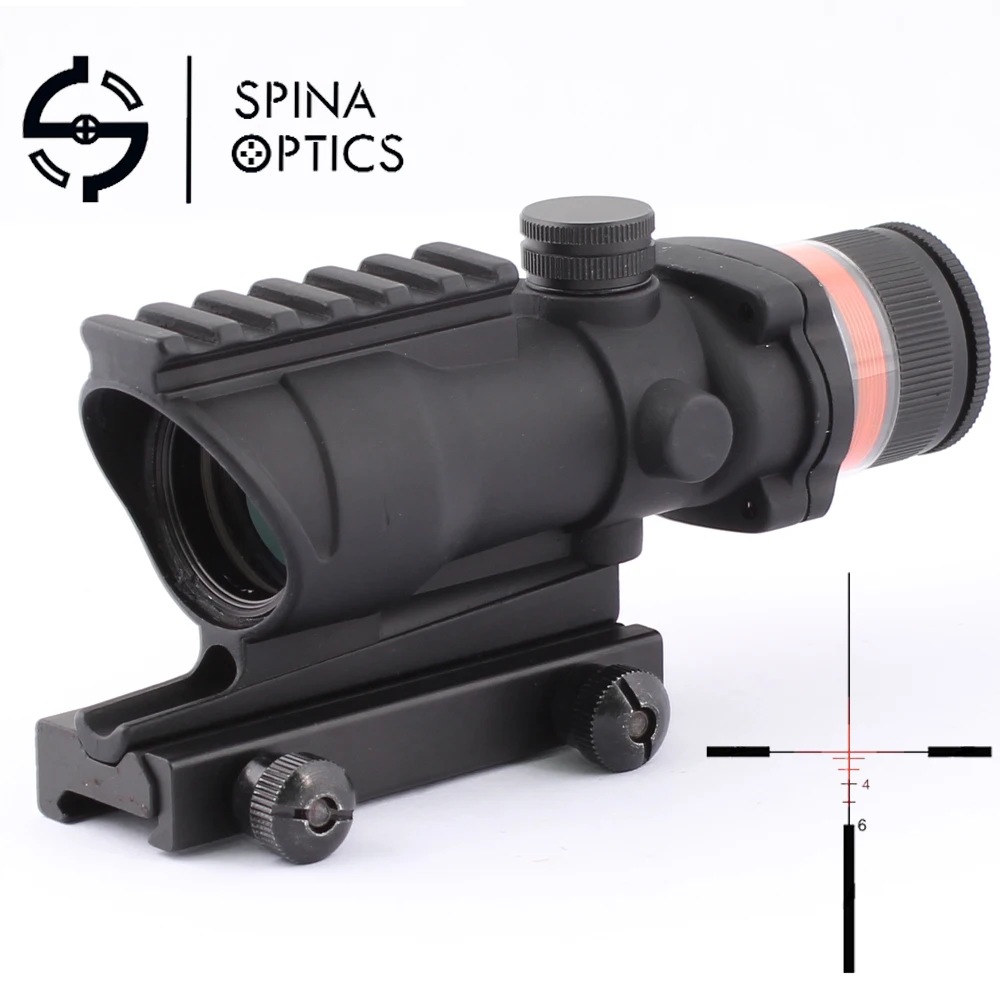 

SPINA OPTICS 4x32 Tactical acog style rifle scope Red Optical fiber acog style Hunting shooting