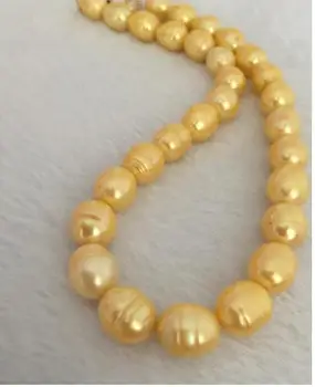 

13 -14mm south sea baroque gold pearl necklace 18" KKK