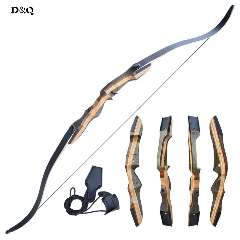 

D&Q Recurve Bow Archery 60'' 20-60 lbs Hunting Target Practice Shooting Training Competition Takedown Wooden Long Bow Right Hand