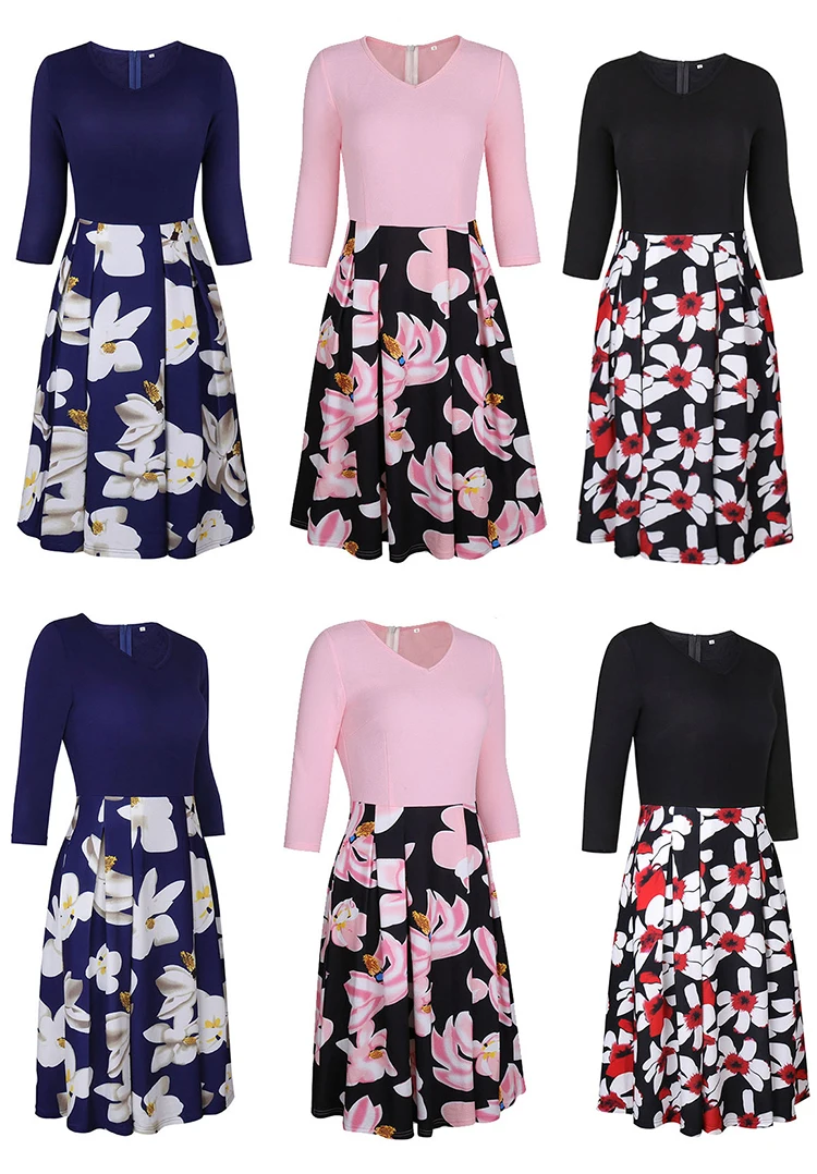 Женское платье для отдыха, полиэстер, летнее платье, халат femme Vneck, короткий рукав, принт, карман, модное платье, Новое поступление, мода