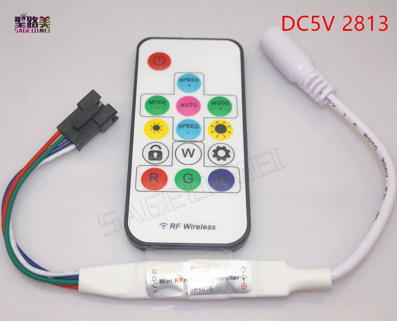 DC5V-24 V ws2812b ws2813 DC12V 2811 цифровая светодиодная rgb-лента контроллер 14Key RF Беспроводной дистанционного 2048 Пиксели 300 виды изменений