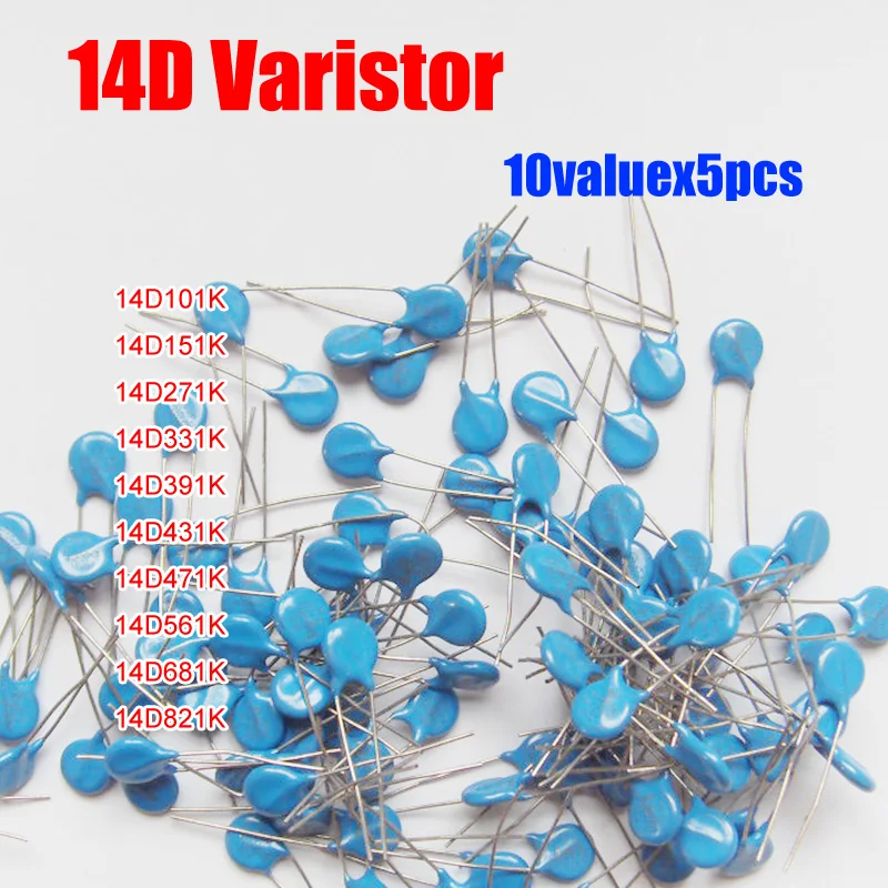 10 ценностей 5 шт. = 50 комплект резисторов зависящих от напряжения 14D101K 14D471K 14D821K и т.