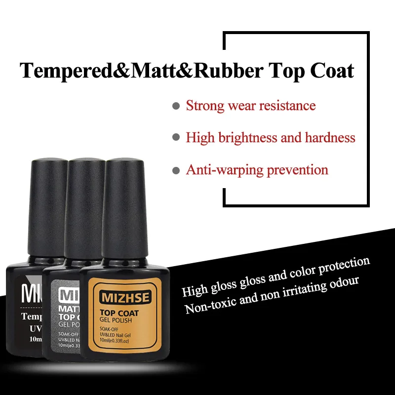 MIZHSE 7 шт верхнее покрытие Nageldesign резиновый гель УФ лак Топ без клейкого слоя