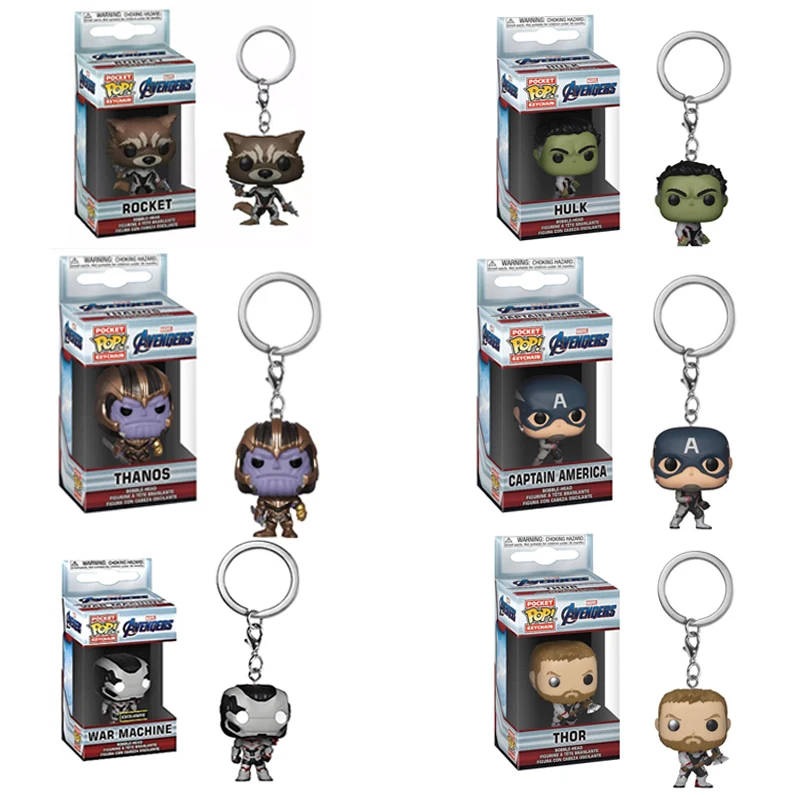 

Funko POP Avengers: Endgame Keychain ROCKET CAPTAIN AMERICA THOR WAR MACHINE THANOS Vinyl Action Figures Model Toys Gifts