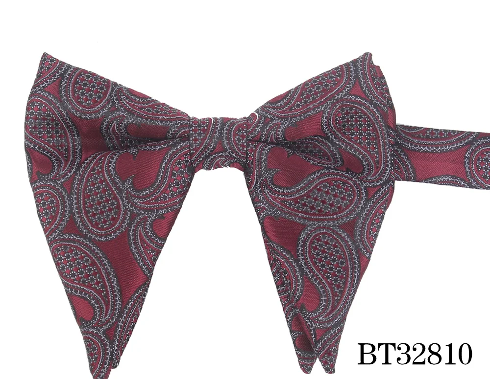 BT32810 Модный галстук-бабочка с узором «пейсли» для мужчин и женщин, Классические вечерние галстуки с большим бантом на свадьбу, хлопковые мужские бабочки красного цвета - Цвет: BT32810