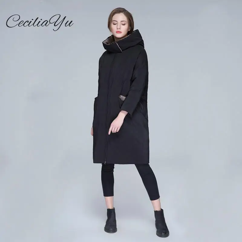 Ceciliayu/Новинка 2018 года свободное Женское пальто средней длины в европейском и