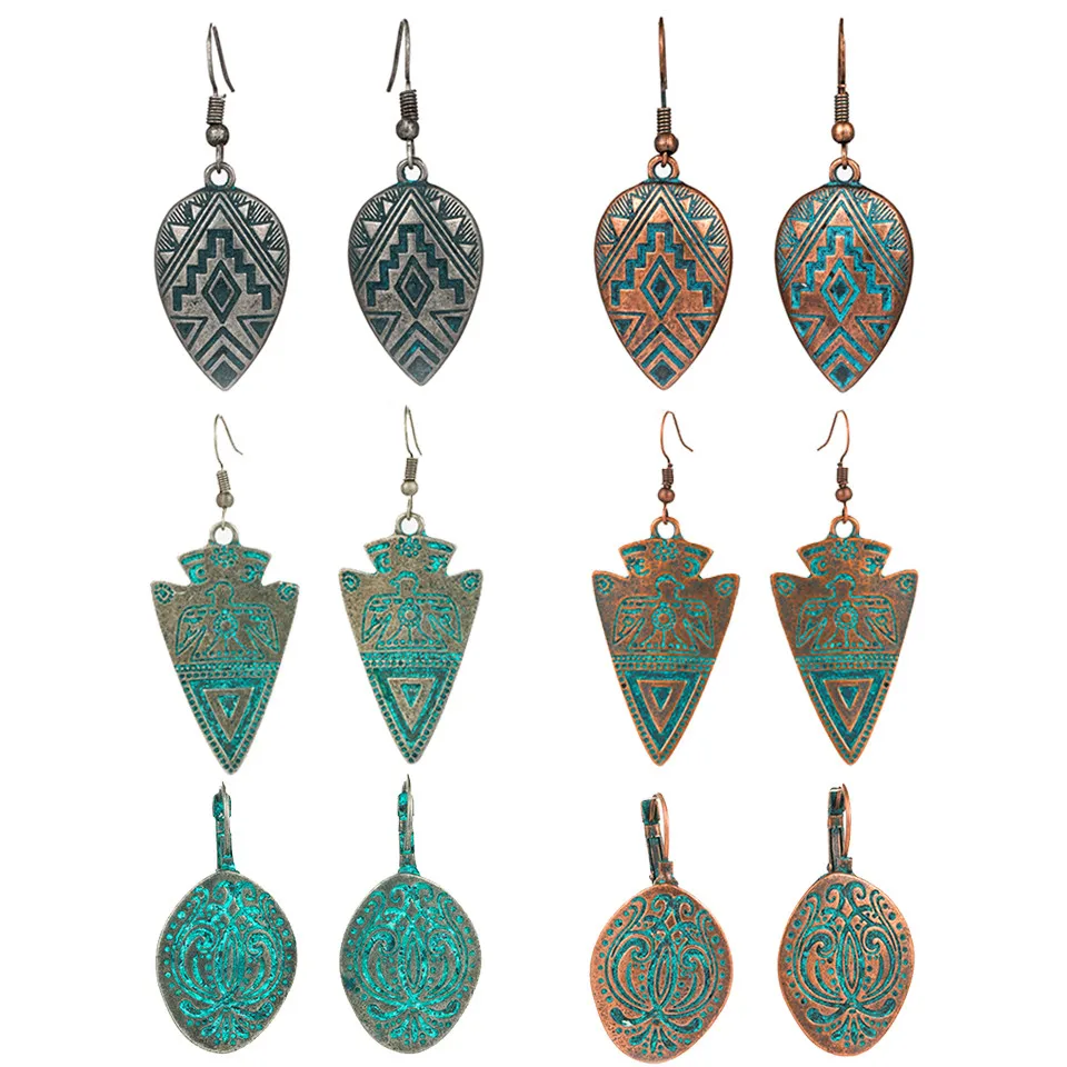 

2019 new vintage water drop indian earring Ethnic boho geometric totem earrings for women jewelry earings earing brincos gift