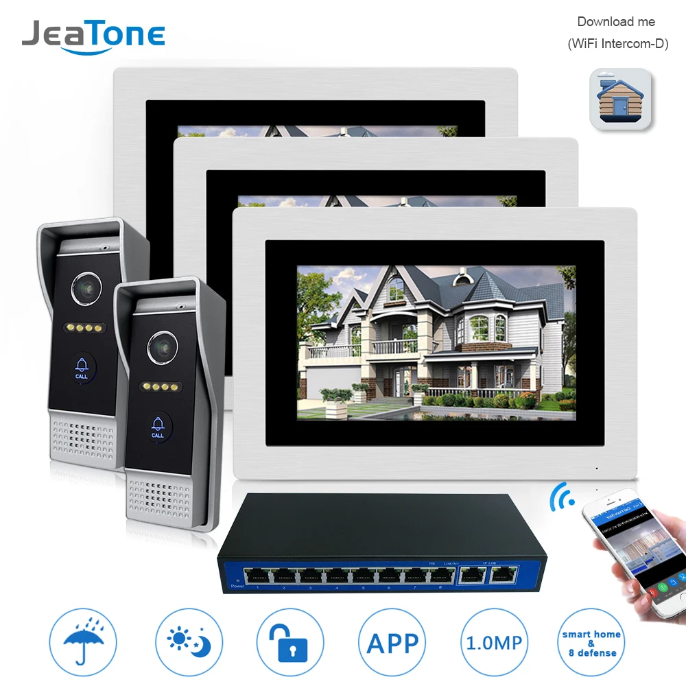 

7 inch WIFI IP Video Door Phone Intercom Door Bell Villa Building Access Control System Touch Screen Motion Detection 2 to 3