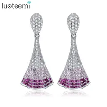 LUOTEEMI Wholesale 2016 Augest New White Gold Plated Fully-jewelled Luxury AAA Cubic Zirconia Jewelry Stud Earrings For Women