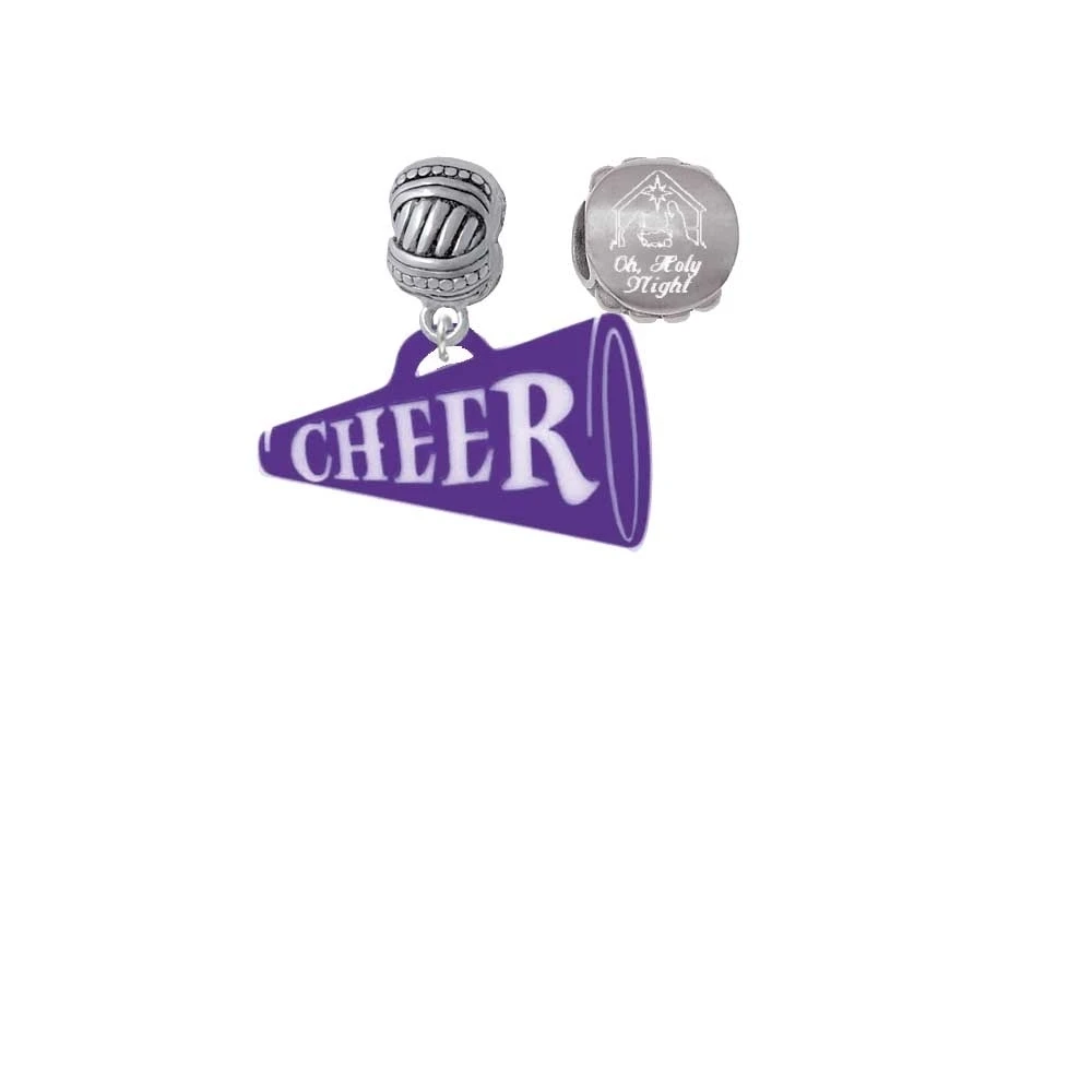 Acrylic 1.25 Purple Cheer Megaphone Come Let us Adore Him Charm Beads (Set of 2)