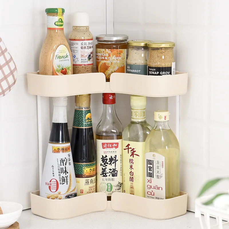 Kaufen Ecke Make Up Organizer Rack Kosmetische Lagerung Halter Doppel Kunststoff regale Bad Küche Lagerung Regal Schreibtisch Diverse Lagerung