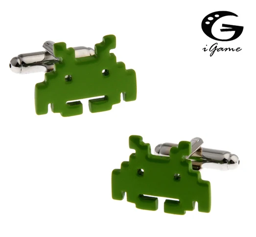 Мужские Запонки iGame медный материал зеленый цвет мультяшный дизайн компьютерный