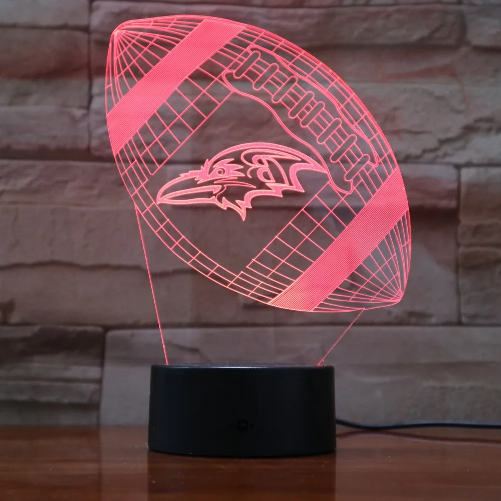 

Baltimore Ravens Rugby 3D Lava Lamp Creative 7 Color Changing LED Night Light Mood Decor Gift Bedroom Table Lamp 3D-904