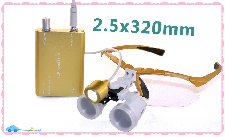 

CE/FDA Approved 2.5X320mm Surgical magnifier Binocular Dental Loupe Optical Glass + Portable LED Head Light Lamp Hot Sale
