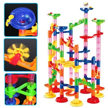 

29-105pcs DIY Construction Marble Race Run Maze Balls Pipeline Type Building Blocks Compatible Brand Block Educational Kid Toys