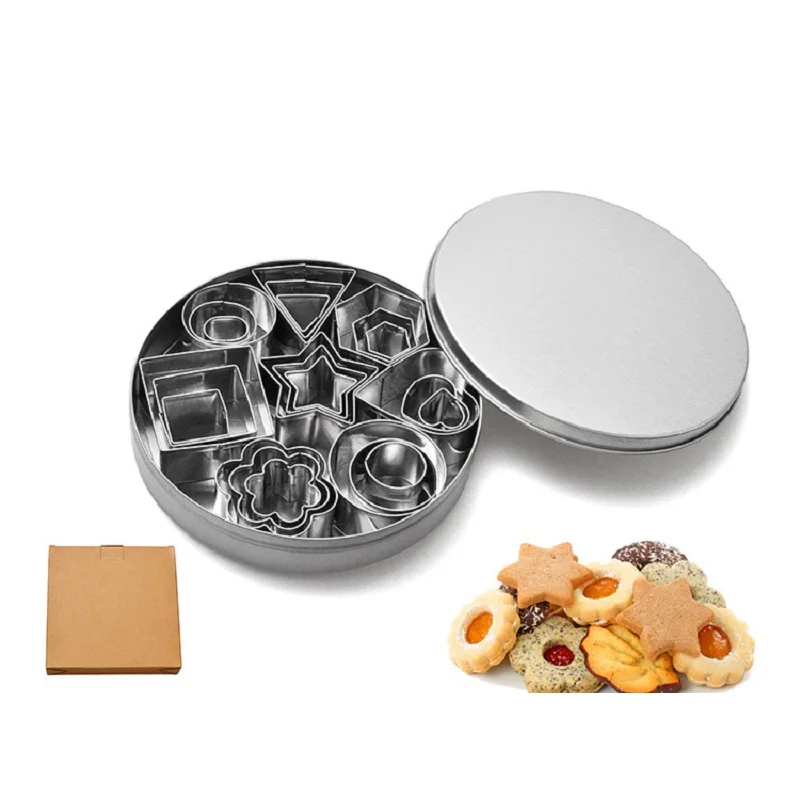 

24 Pcs Cookies Cutter Molds Stainless Steel Cake Mould Biscuit Plunger Forms DIY Fondant Pastry Decorating Baking Kitchen Tool