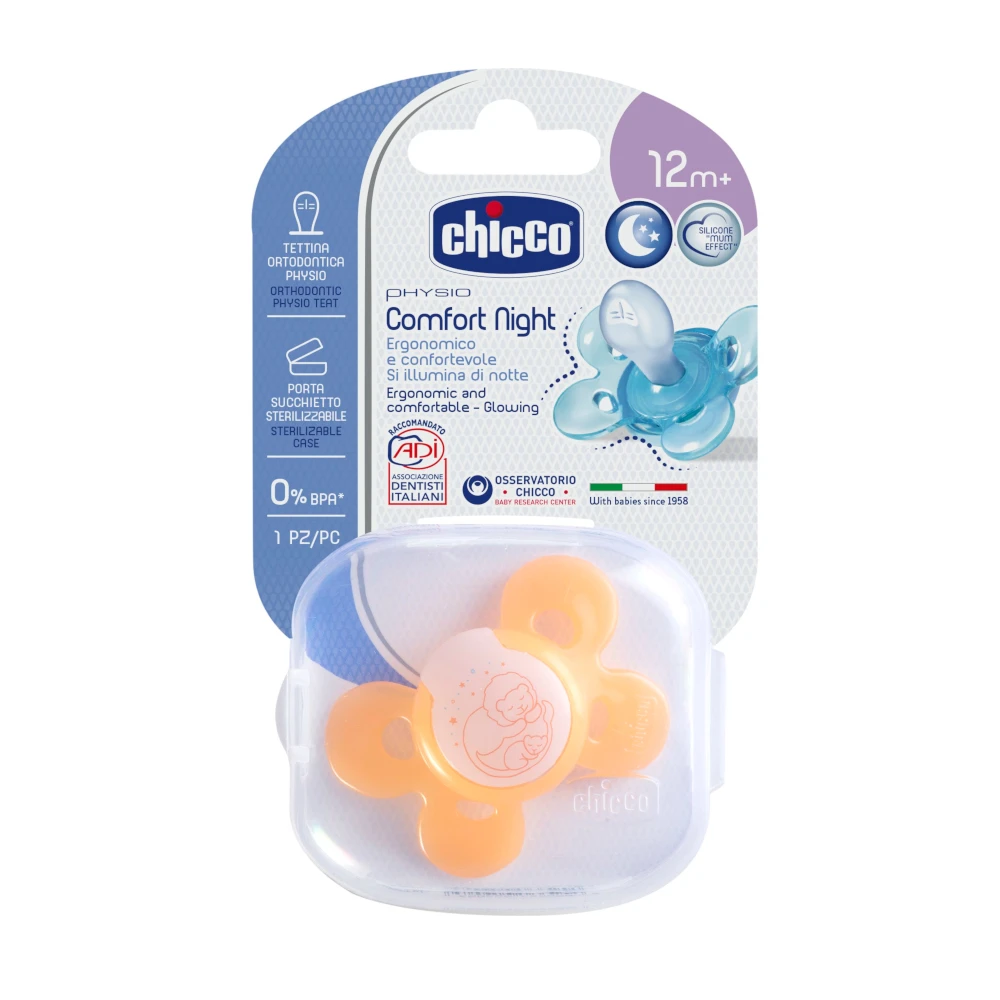 Пустышка Chicco Physio Comfort Lumi, 1 шт., 12 мес.+, силикон