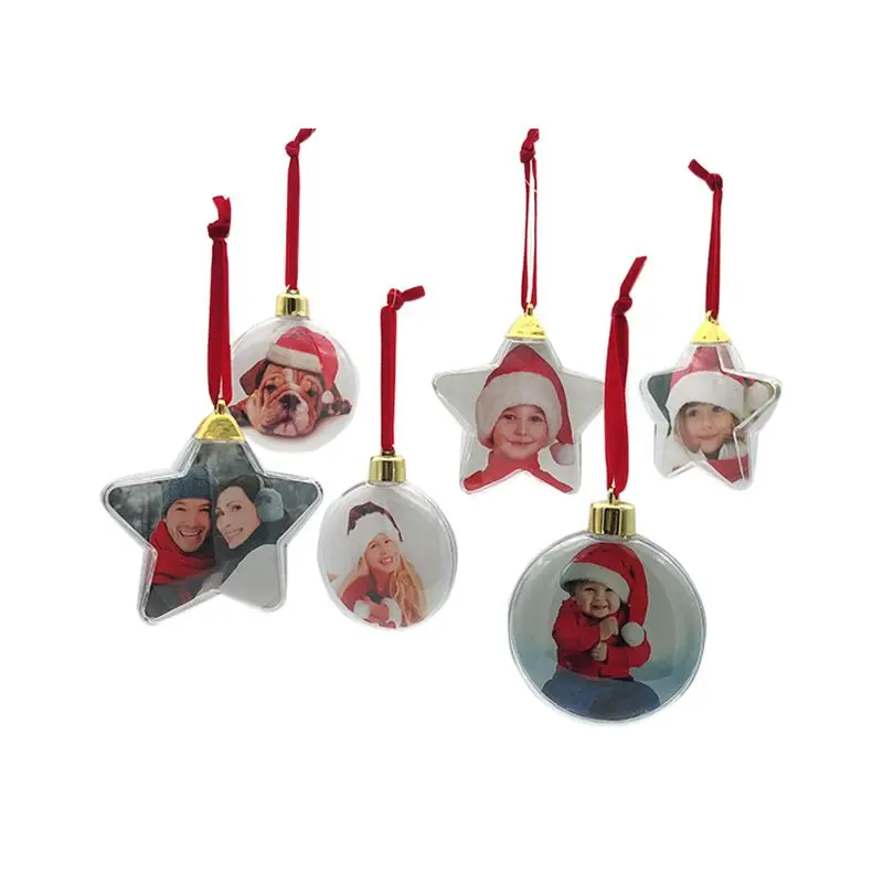 

Transparent plastic photo five-star ball christmas decorations X-mas tree hanging decorations DIY party Valentine's Day gift