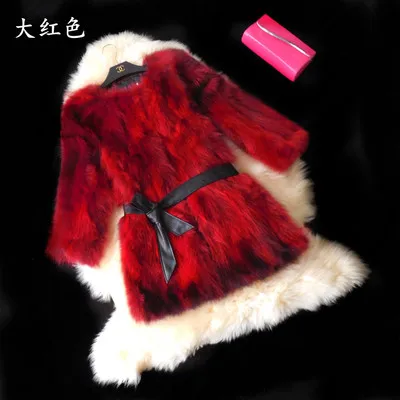 Натуральный мех енота длинное пальто для женщин длинные енота зимняя куртка с отделкой из меха с густым мехом пальто OEM/ в розницу/оптом F61 - Цвет: red