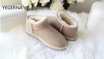 

YEGERNA 100% Natural Fur Winter Boots Genuine Sheepskin Leather Women Snow Boots Warm Wool Ankle Boots Winter Shoes