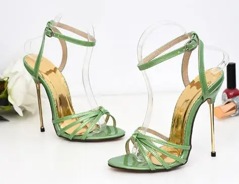 Black/red/green/pink thin belt ankle strap high heel sandals for women Ladies solid open toe super high metal thin heel sandals Black/red/green/pink thin belt ankle strap high heel sandals for women Ladies solid open toe super high metal thin heel sandals