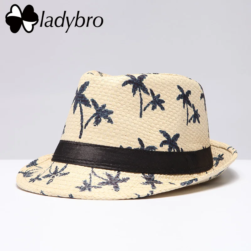 Ladybro брендовая мужская повседневная шляпа, Панама для защиты от солнца для отдыха мужская пляжная шляпа летняя модная соломенная шляпа котелок для мужчин Джаз Fedora Козырек Кепка - Цвет: 012 beige