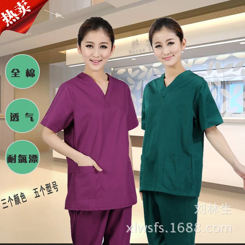 Хлопковая медицинская Униформа Больничная лабораторная куртка женская Больничная медицинская одежда дышащая Рабочая одежда Блузки