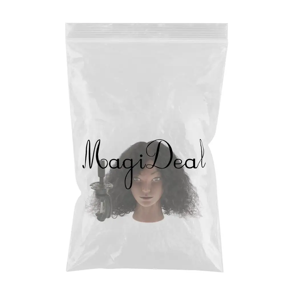 2 Pieces Cosmetology Silicone 100% Human Hair Practice Training Mannequin Head with Clamp Set