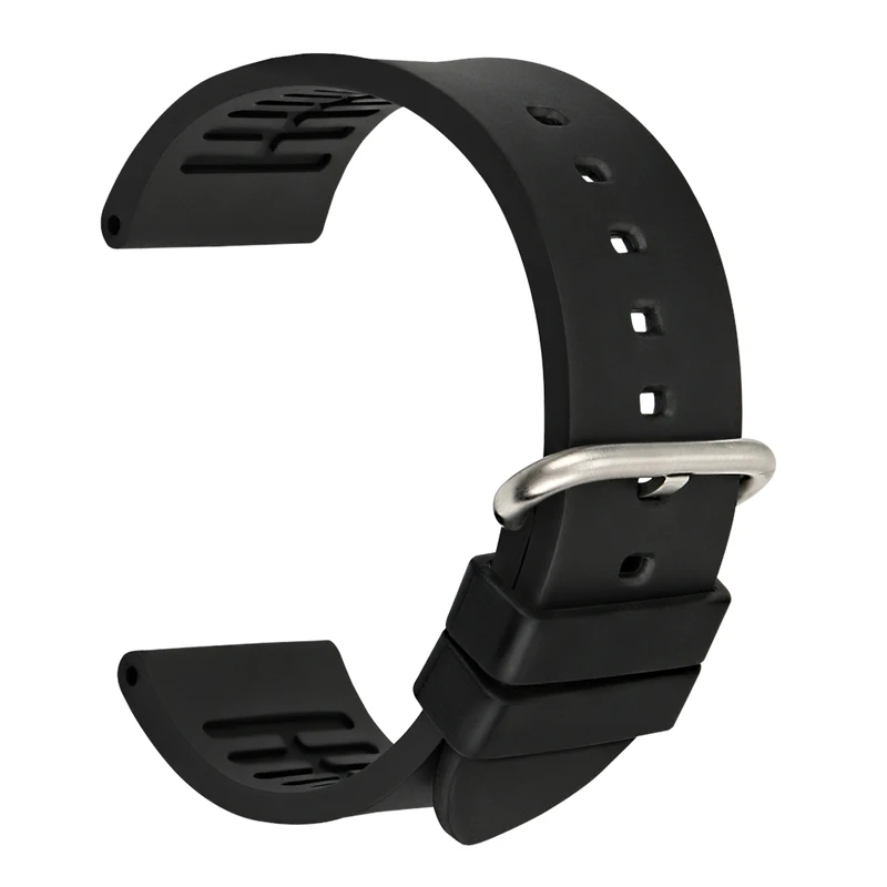 MAIKES Premium Orange Sport Rubber Watch Strap with Black Buckle