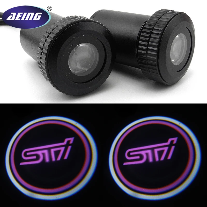 2 قطع sti aeing الشبح ظل أهلا المجاملة الشرائح العارض ليزر شعار شعار سيارة أدى ضوء الباب ضوء ل سوبارو