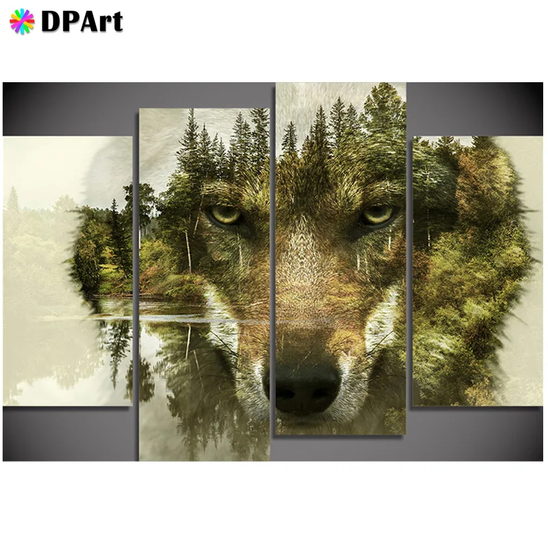 

4PCS Diamond Painting 5D Full Square/Round Drill Wolf Animals Scenery Diamond Rhinestone Embroidery Cross Stitch Picture M557