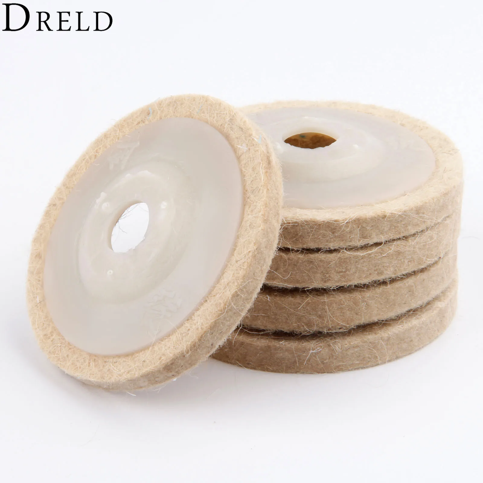 DRELD 5Pcs 80mm Polishing Pad Wool Felt Buffing Wheel Grinding Pad