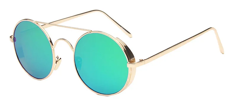 Женские очки shauna, круглые розовые зеркальные солнцезащитные очки, фирменный дизайн, Ретро стиль, мужские очки в стиле панк, очки - Цвет линз: Green Mirror