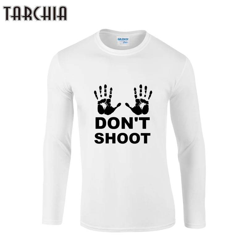 TARCHIA надписью Don't SHOOT Мужская футболка 2021 осень с круглым вырезом длинным