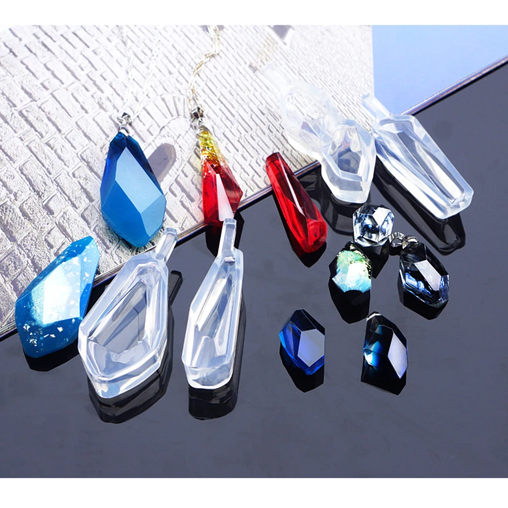 8pcs Assorted Shapes Gemstone Silicone Earring Necklace Pendant Mold for Epoxy Resin Casting Jewelry Making Charm DIY Craft Mold