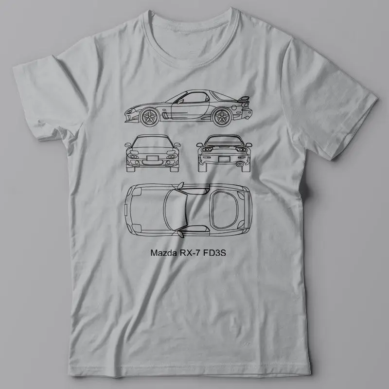 

Fashion T-Shirt Men Clothing Cool T-Shirt Blueprint - Mazda Rx-7 Fd3S, Technical Tee Shirt, Jdm Driftcasual Cotton T Shirt