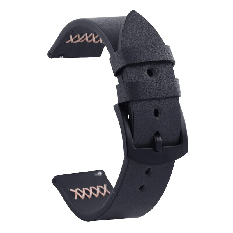 Genuine Leather Watchbands 26mm 20mm 22mm 24mm Black Dark Brown Women Men Cowhide Watch Band Strap Belt With Buckle Replacement