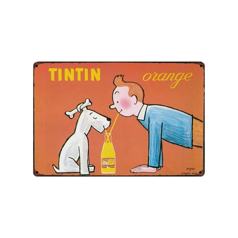 [Kelly66] Tintin металлический знак Олово плакат табличка для домашнего декора стены книги по искусству живопись 20*30 см размеры Dy60