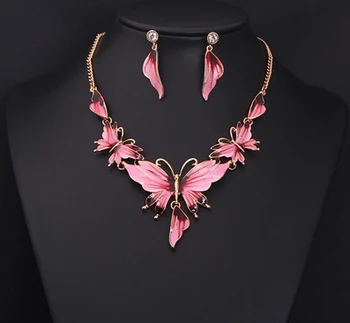 

12 PCS/LOT European and American colorful butterfly necklace wholesale jewelry accessories