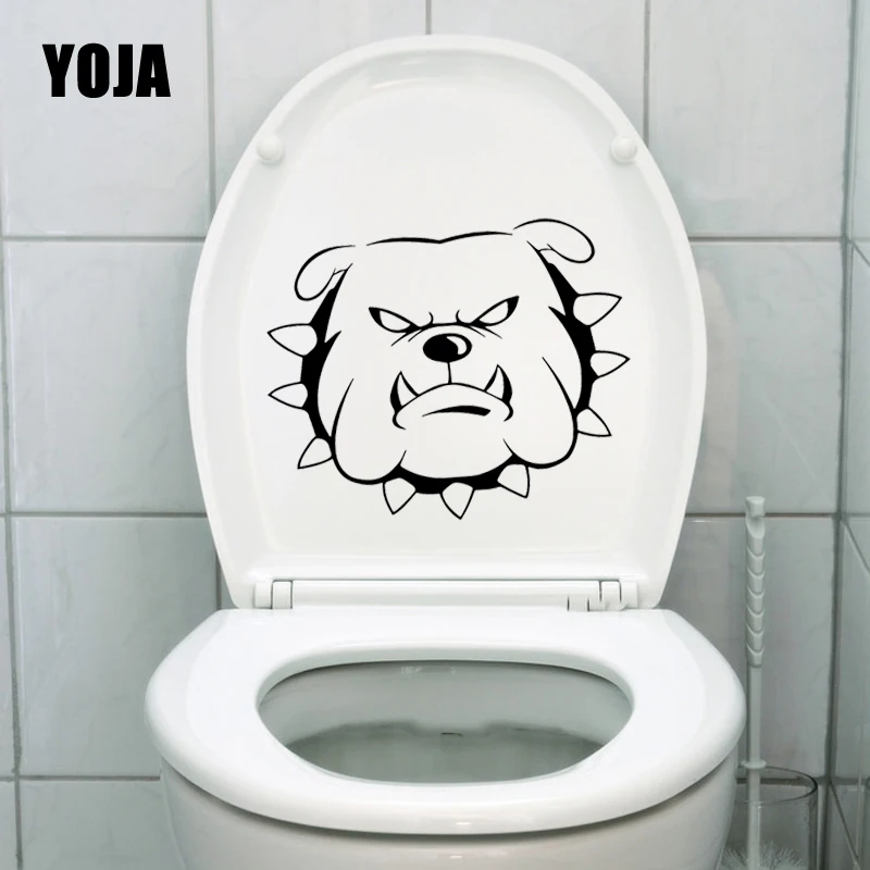 YOJA 24X19.4CM Спальня домашний Декор наклейки на стену для унитаза злой собака бульдог