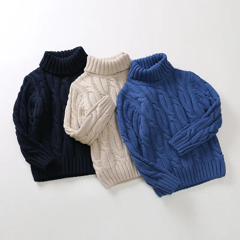 3 15 Y Solid Boy Turtleneck Sweaters for Kids Knitted Pullovers Outwear