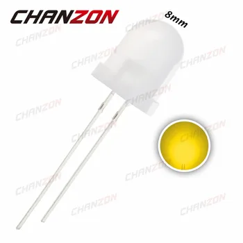 

50pcs Diffused 8mm LED Yellow Round Light Diode 20mA Through Hole Bulb 8 mm LED Light-Emitting Diode Lamp Electronics Components