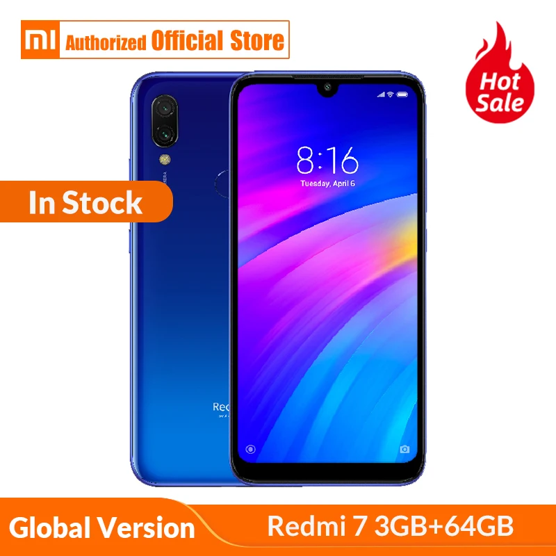 Глобальная версия Xiaomi Redmi 7 3 GB 64 мобильный телефон 6 26 ''Snapdragon 632 двойная камера