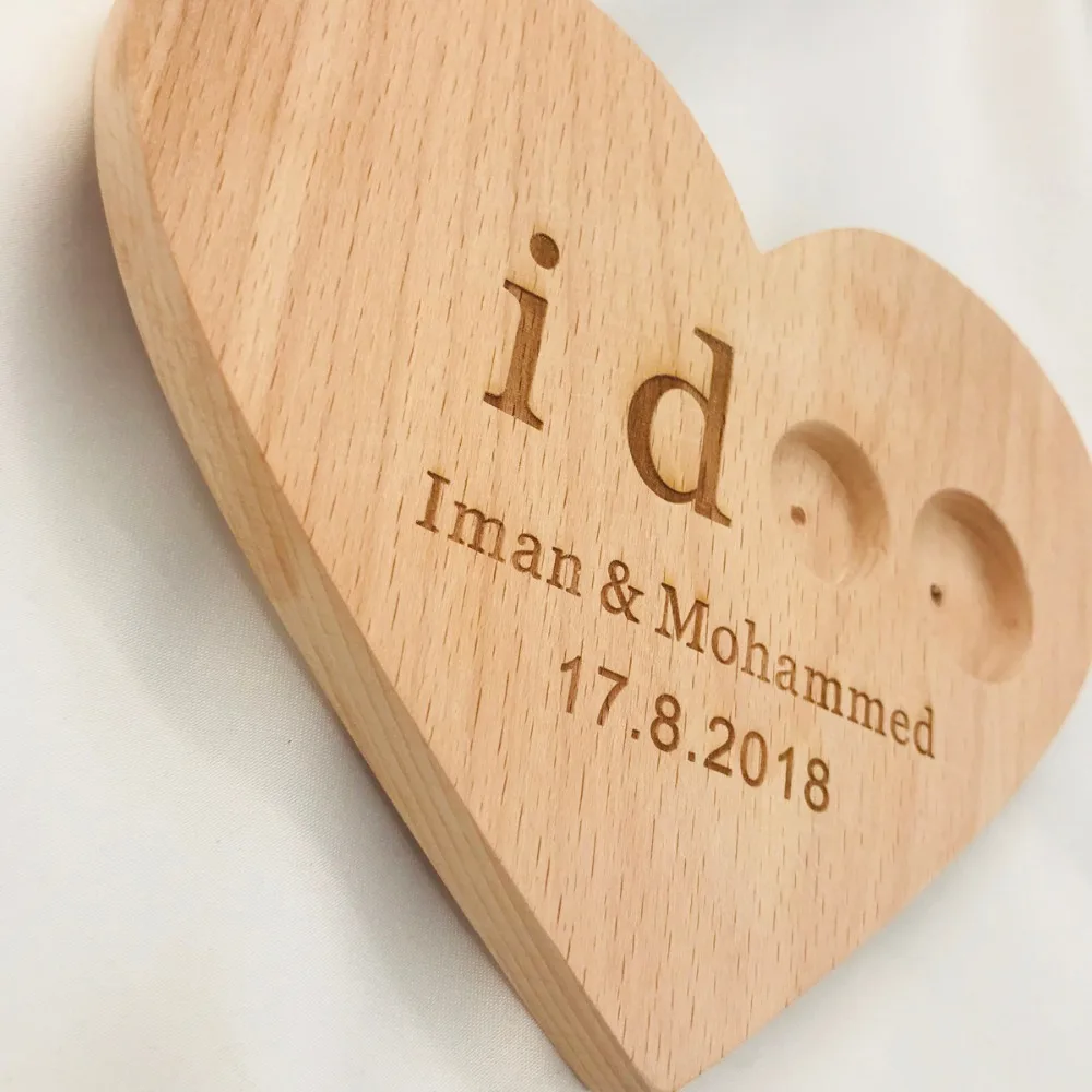 Custom Ring Wooden Ring Bearer , Personalized Names and Date Wedding  Valentines Engagement  Box, Rustic Wedding Ring Box Holder (2)