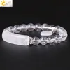 CSJA Reiki Boho Natural Gem Stone White Clear Quartz Rock Crystal Bracelet for Men Women Lover Heart Pendant Chakra Jewelry F277 ► Photo 3/6