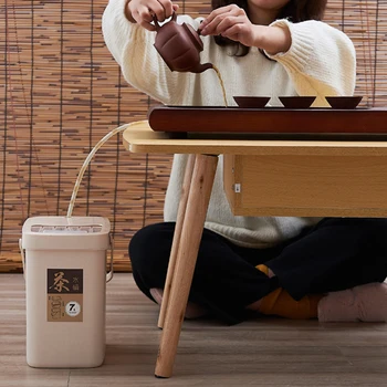 

Waste Bin Tea Residue Pressing Pop Cover Dustbin Trash Office Tea With lid Filter Drainage Can Set Bucket Dispenser Dropshipping
