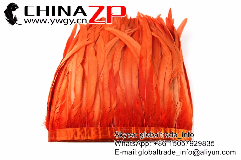 orange Rooster Tail Feather Fringe Trim (3)