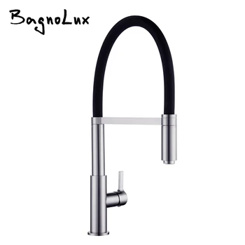 

Premium Deck Mounted Pre-Rinse Pull-Down Kitchen Sink Mixer Faucet Taps with Gooseneck pull out Spray Single Lever Metal Handle